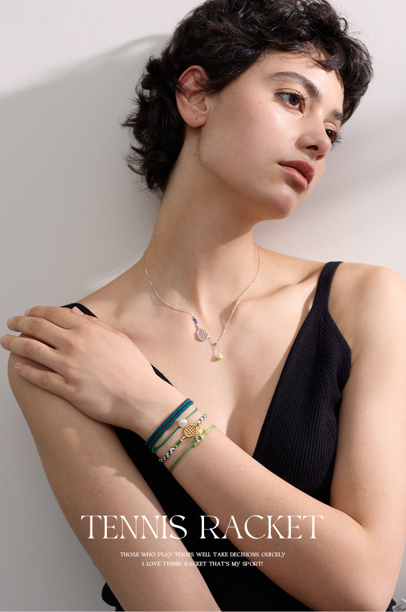 Bracciale in Cordino a Forma di Racchetta da Tennis