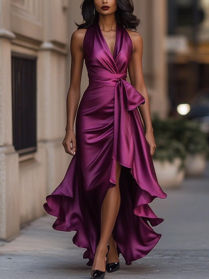 La Scintilla | Abito in Satin Drappeggiato in Vita