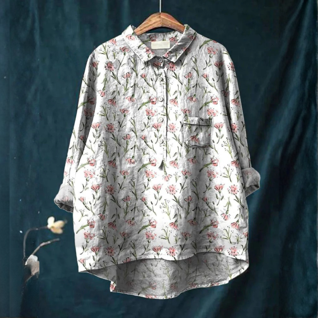 Elise™ | Camicia in Lino Senza Tempo con Stampa