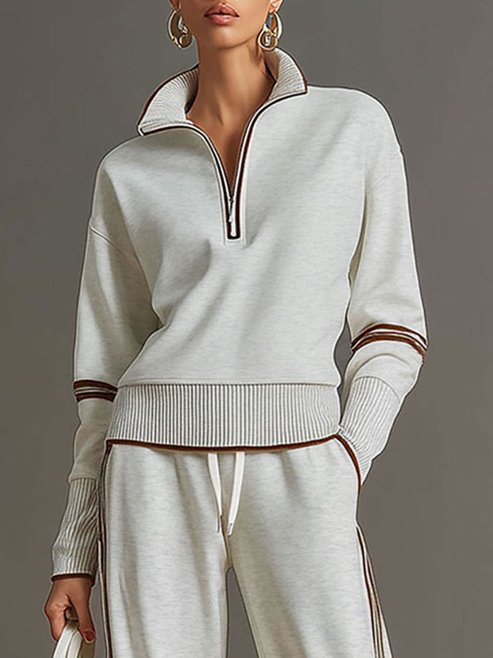 Priscilla - Completo Sportivo Elegante con Felpa Mezza Zip