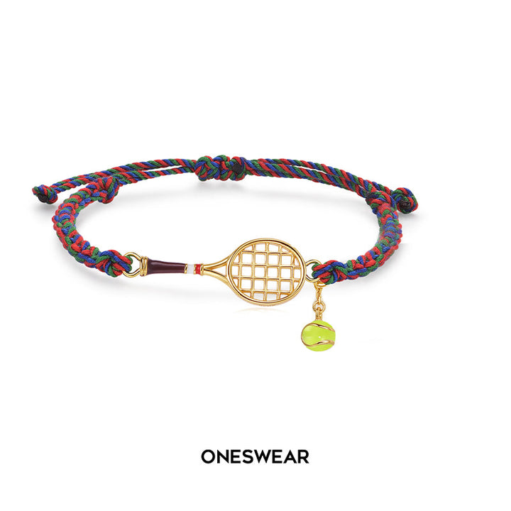 Bracciale in Cordino a Forma di Racchetta da Tennis
