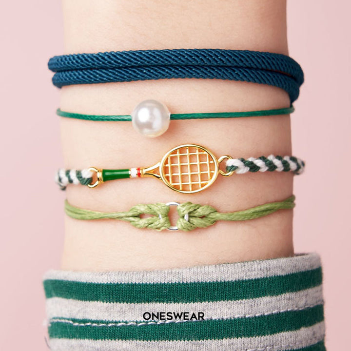 Bracciale in Cordino a Forma di Racchetta da Tennis