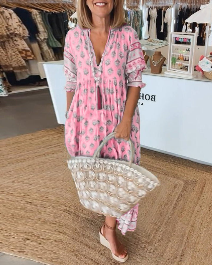 Mana | Vestito Floreale Chic con Scollatura a V