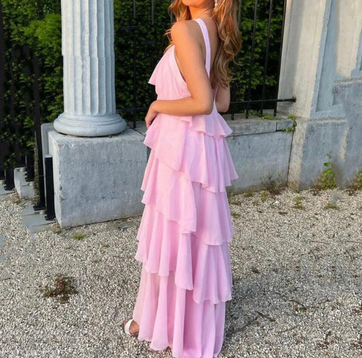 Ayelet™ | Abito Maxi con Scollo a V e Rouches