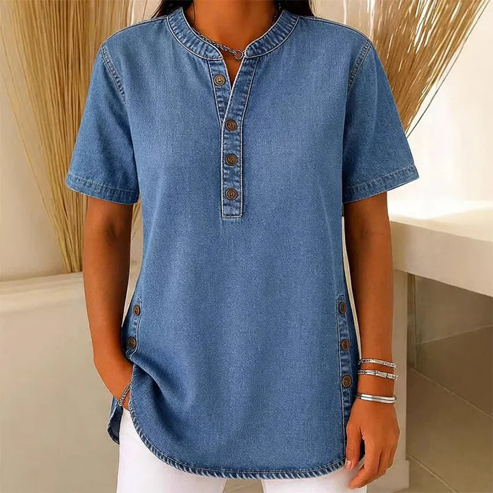 Yrsa – Top in denim leggero con bottoni