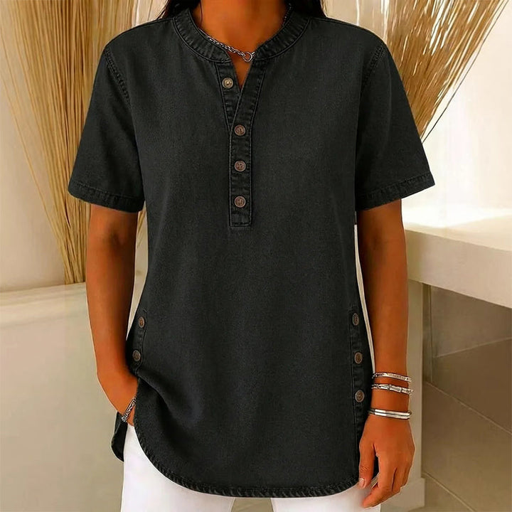 Yrsa – Top in denim leggero con bottoni