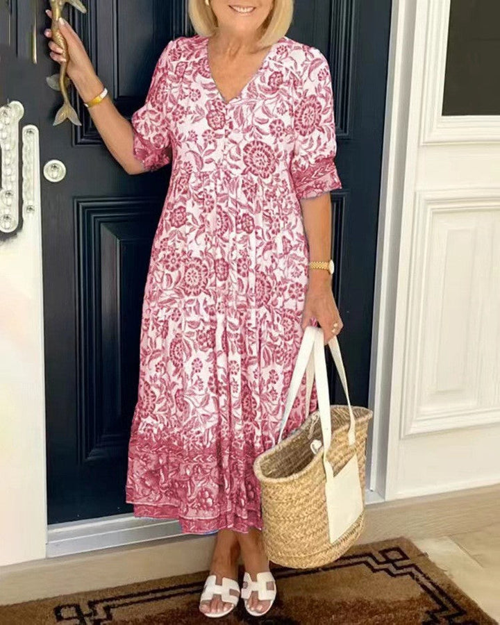 Keisha | Abito Floreale con Scollo a V Elegante