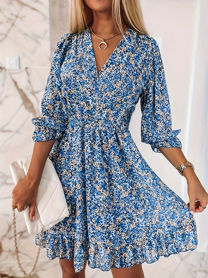 Nissia™ | Abito Mini a Righe Floreali