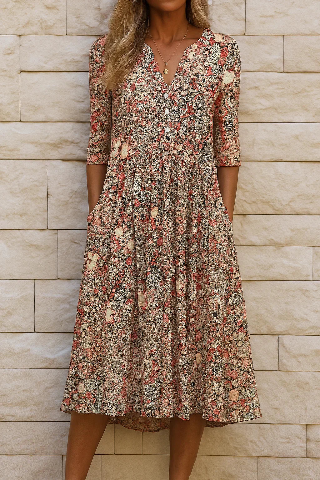Harlow | Elegante Vestito Midi con Scollo a V