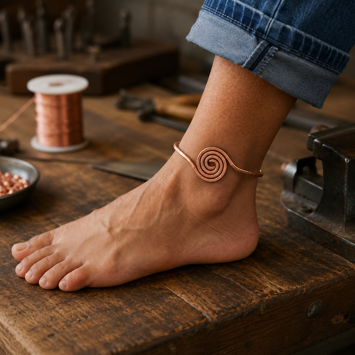 Bracciale Caviglia in Rame Coil di Stella