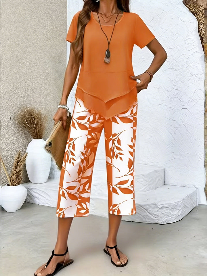 Arvessa | Set Due Pezzi con Stampa Fogliare Casual