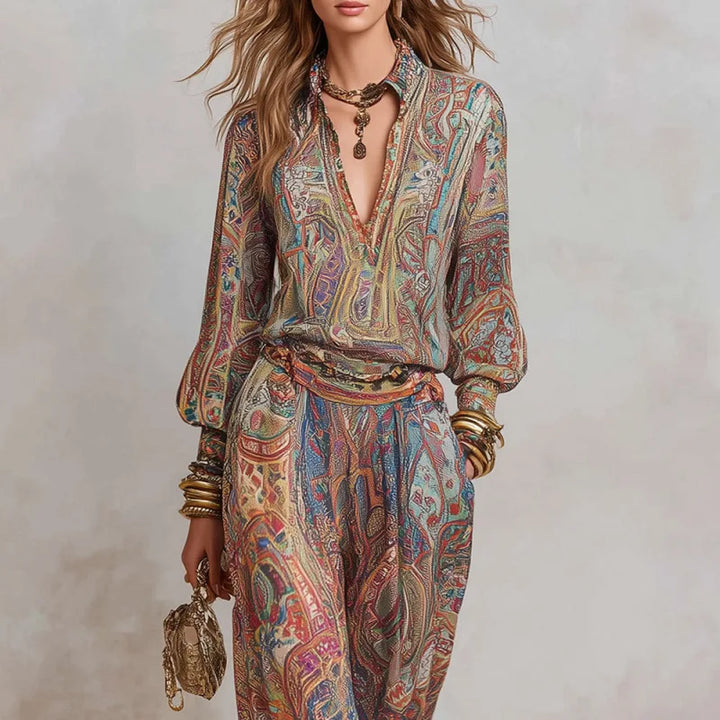 Paisley Print Boho Two-Piece Set