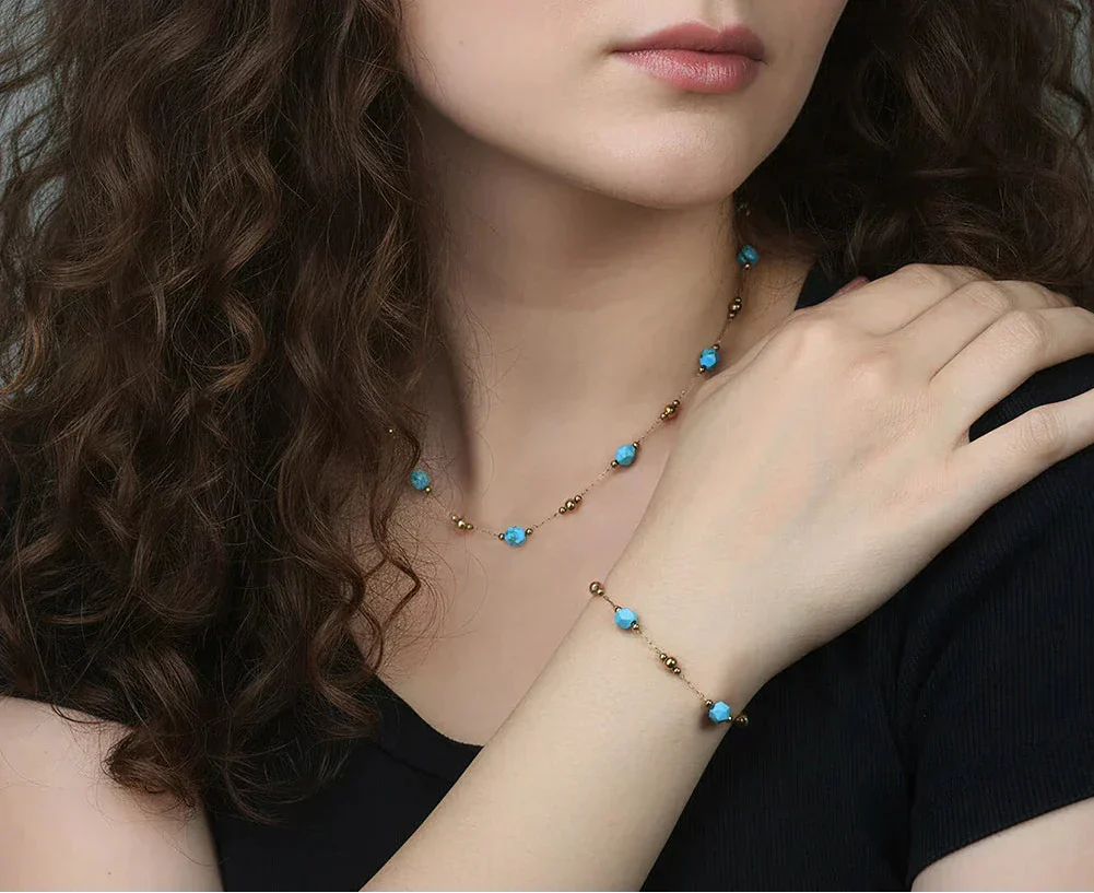 Collana e bracciale Choker Turchese