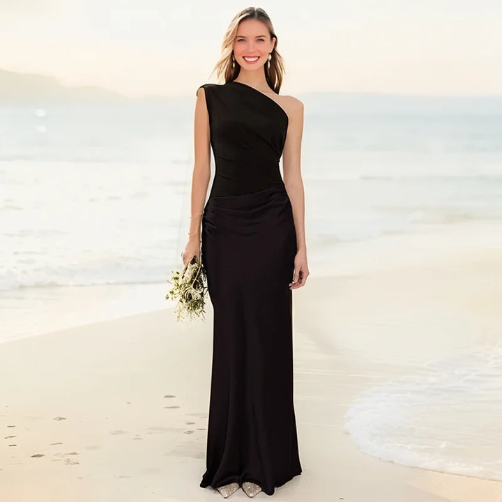 Luna™ | Abito Maxi in Satin con Spacco