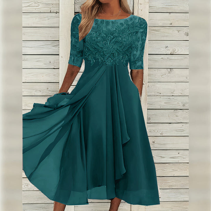 Harper™ | Abito midi in pizzo elegante