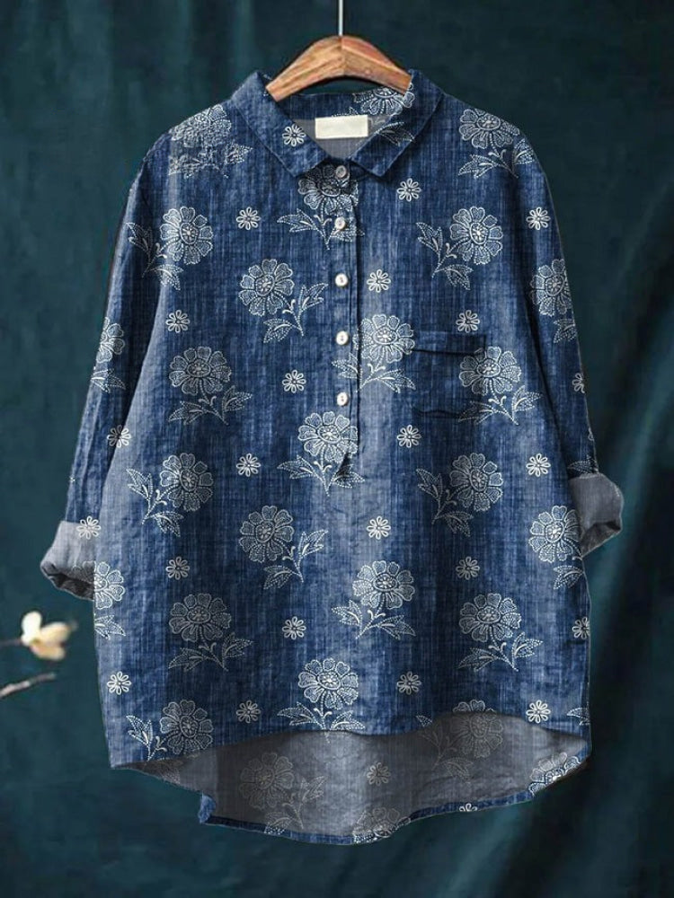 Lina | Camicia Ricamata Floreale Vivace