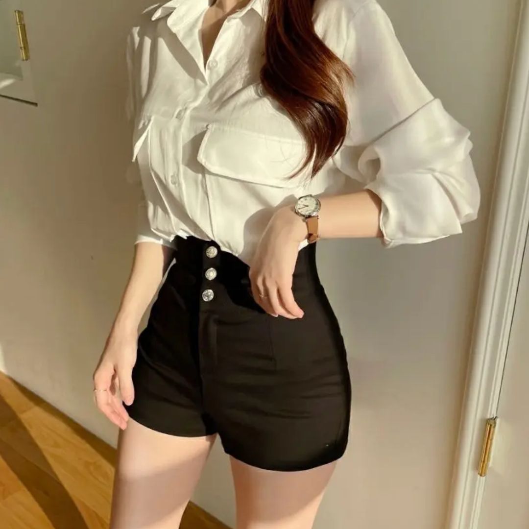 Ilse - Elegante pantalone corto a vita alta