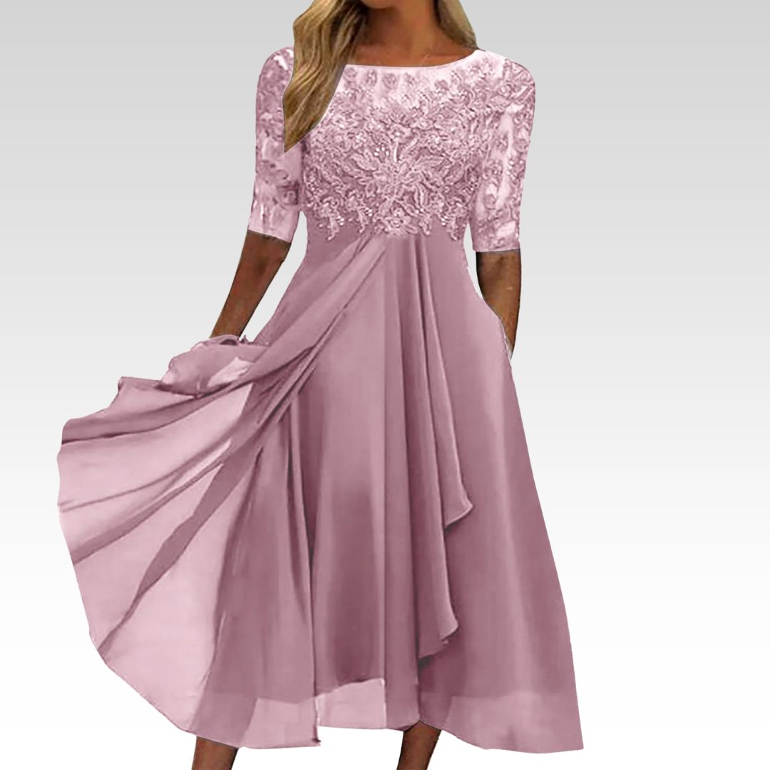 Harper™ | Abito midi in pizzo elegante