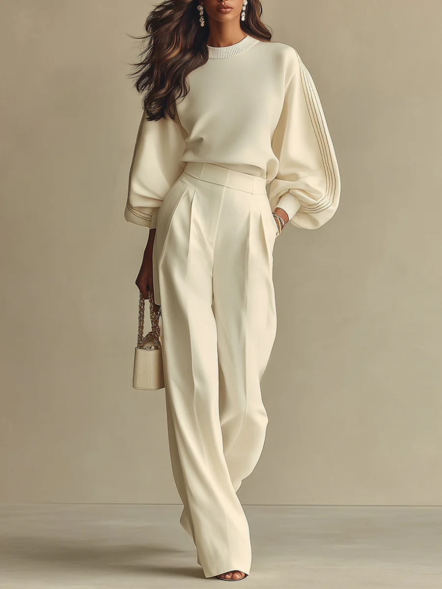 Selena – completo a righe con pantaloni larghi