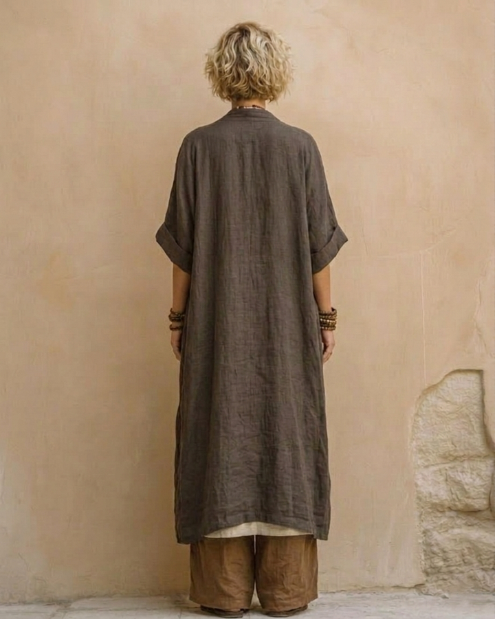 Giulia - Set Tre Pezzi Bohemien Nomade Grigio Scuro e Marrone con Motivo Tribale