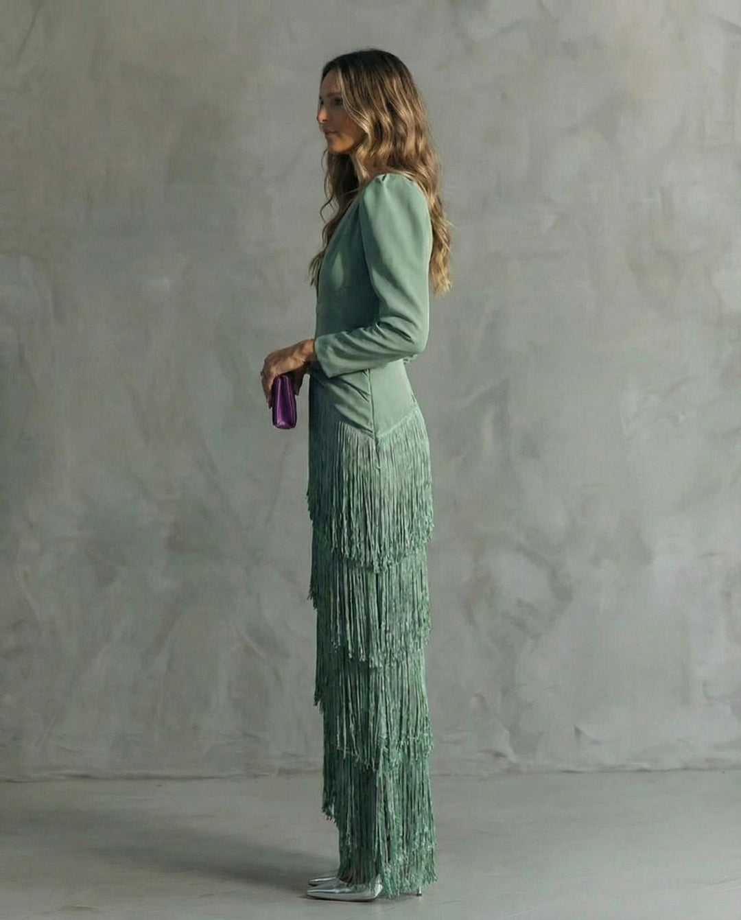 Chiara - Abito elegante con maniche a frange