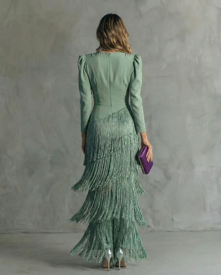 Chiara - Abito elegante con maniche a frange