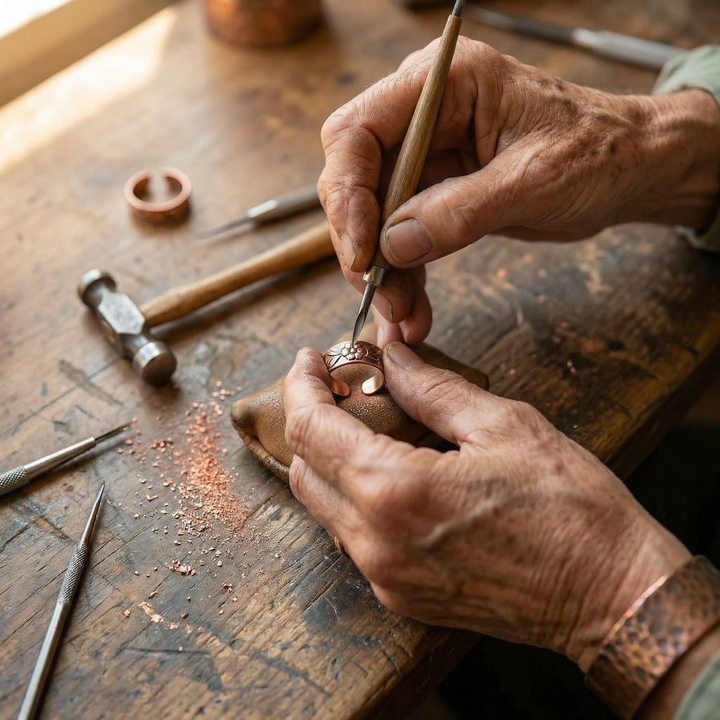Anello in Rame con Petali di Vera