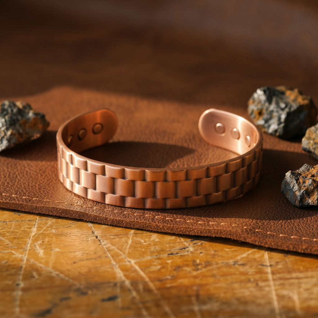 Bracciale in Rame da Uomo con Design Orecchio di Stella