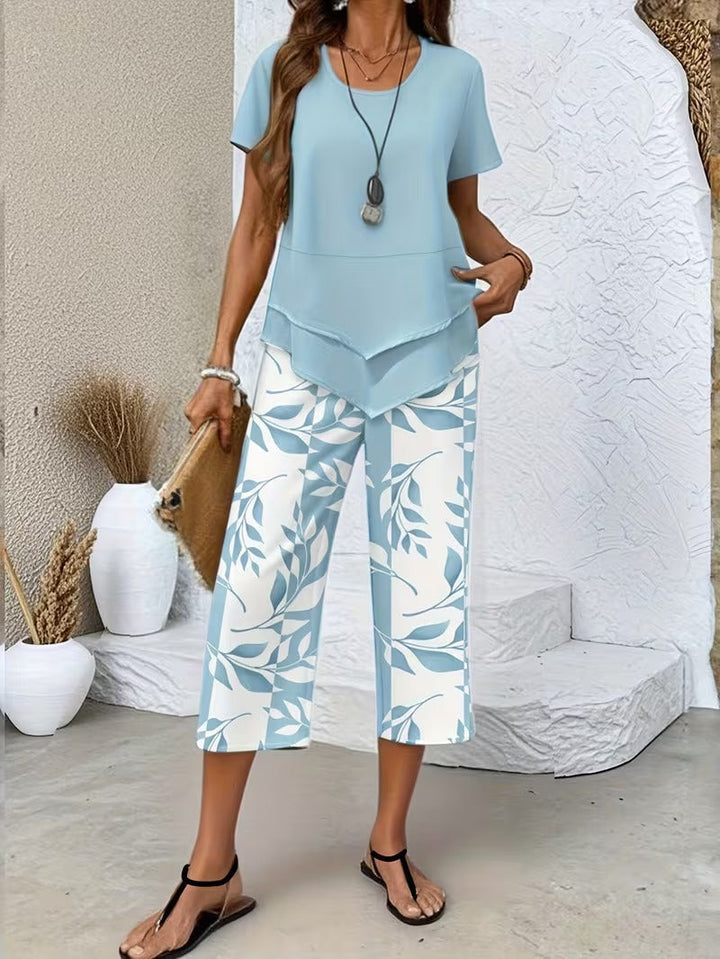 Arvessa | Set Due Pezzi con Stampa Fogliare Casual
