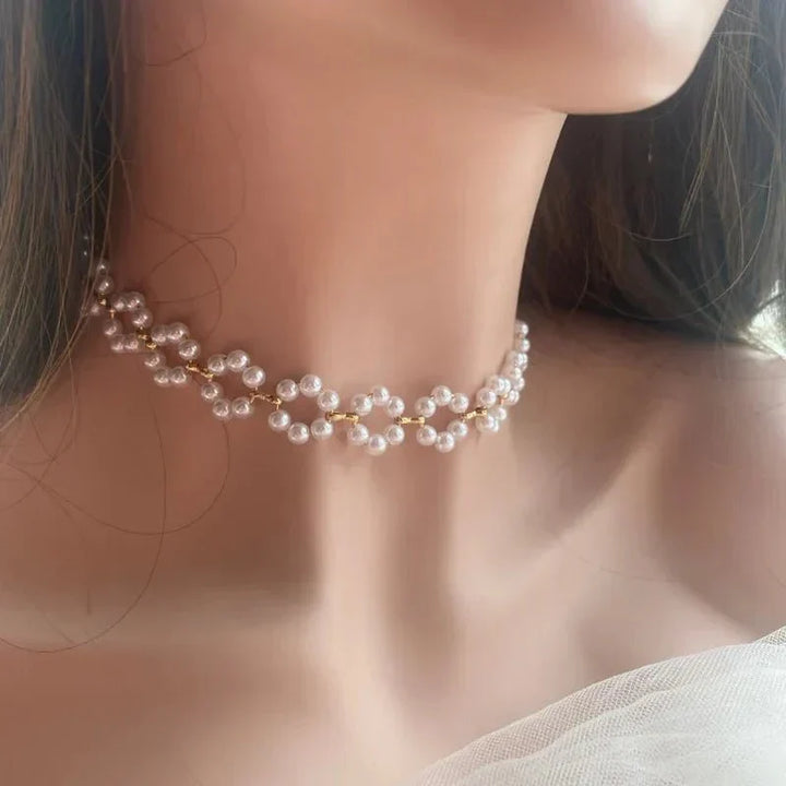 Collana Choker con Margherita Floreale in Perle