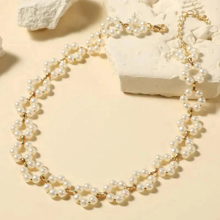 Collana Choker con Margherita Floreale in Perle