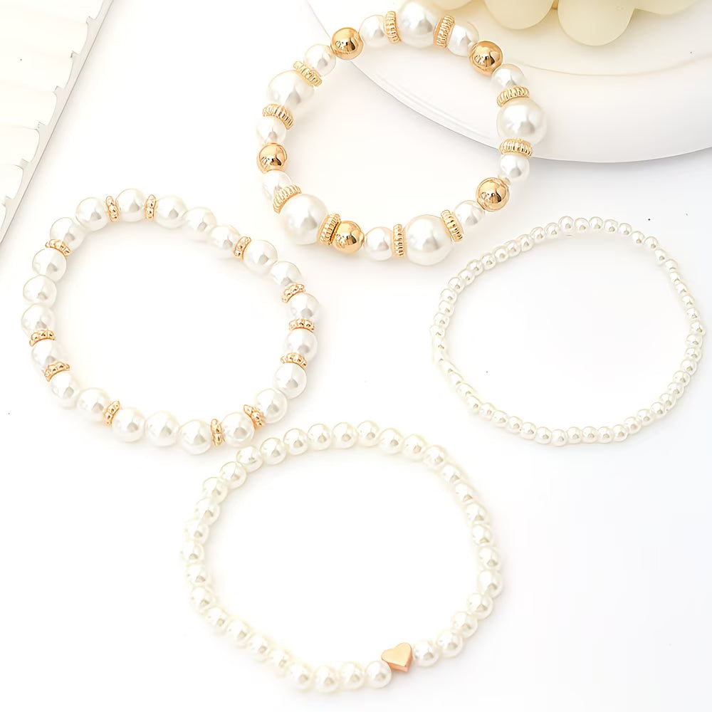 Set di bracciali a perle da 4