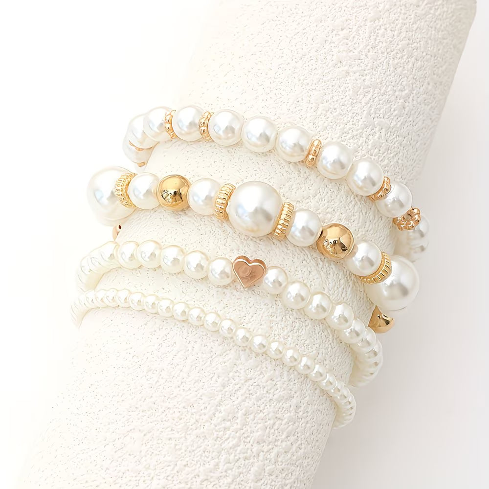 Set di bracciali a perle da 4