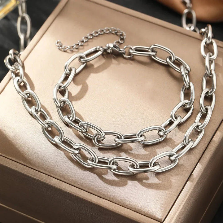 Set Collana e Bracciale a Clip Semplice