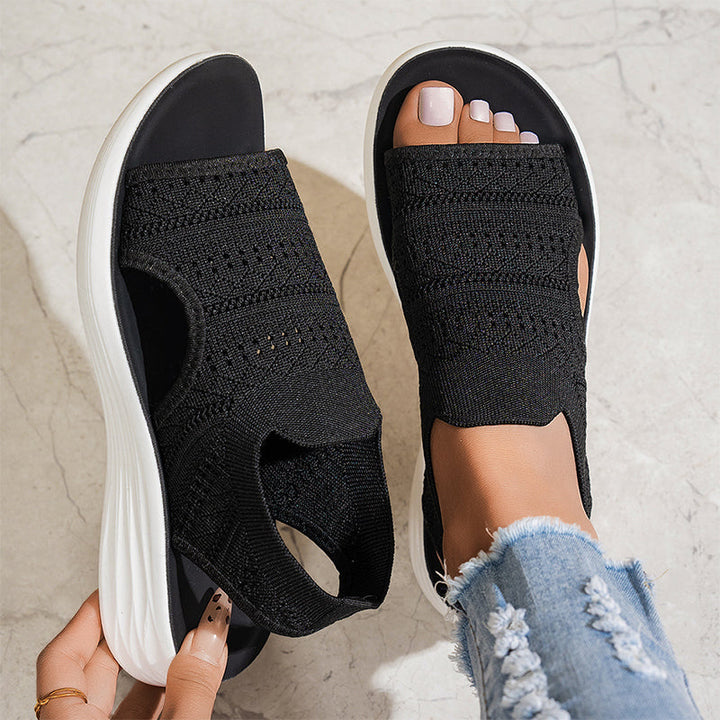 Zina | Sandali con platform, in tessuto traspirante per donna
