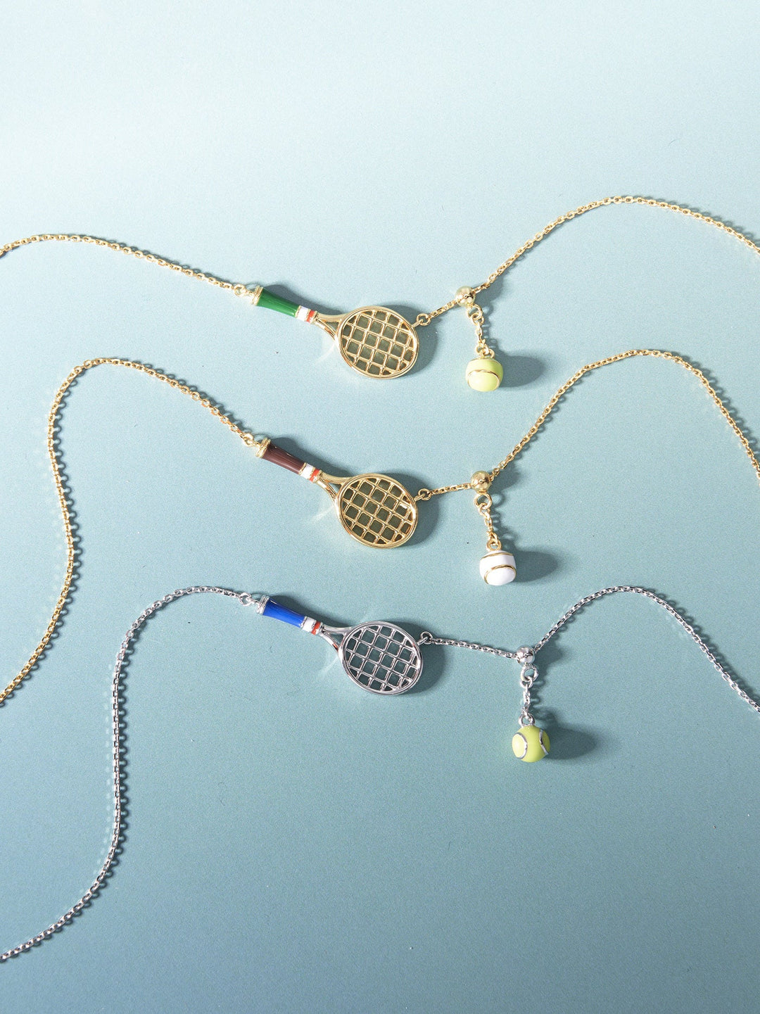 Collana Pendenti con Charm a Forma di Racchetta da Tennis