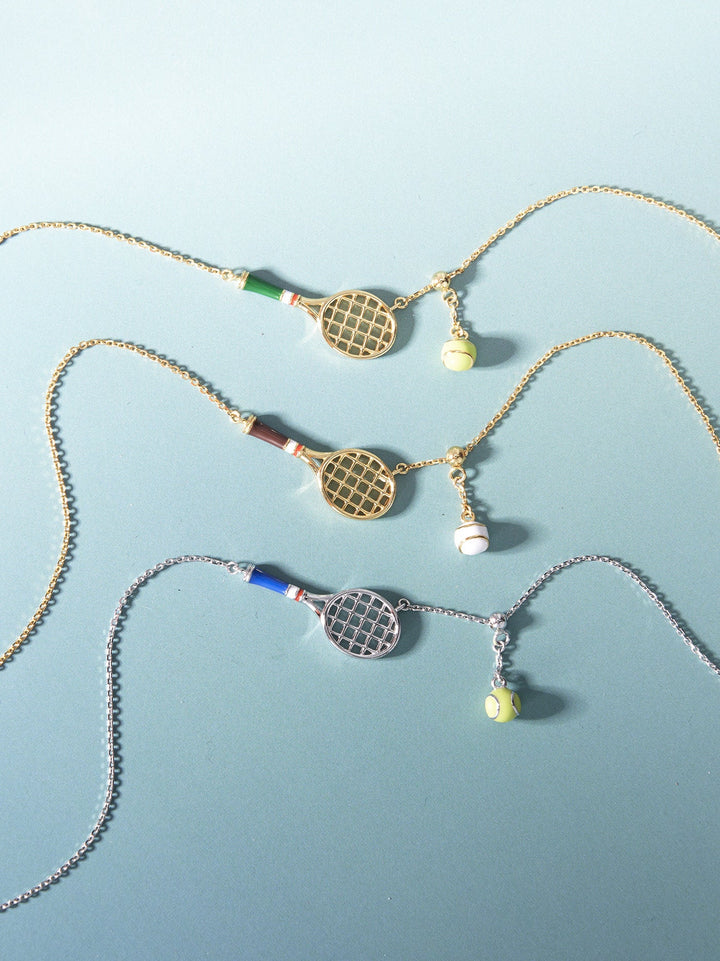 Collana Pendenti con Charm a Forma di Racchetta da Tennis