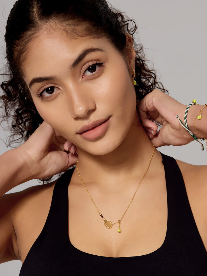 Collana Pendenti con Charm a Forma di Racchetta da Tennis