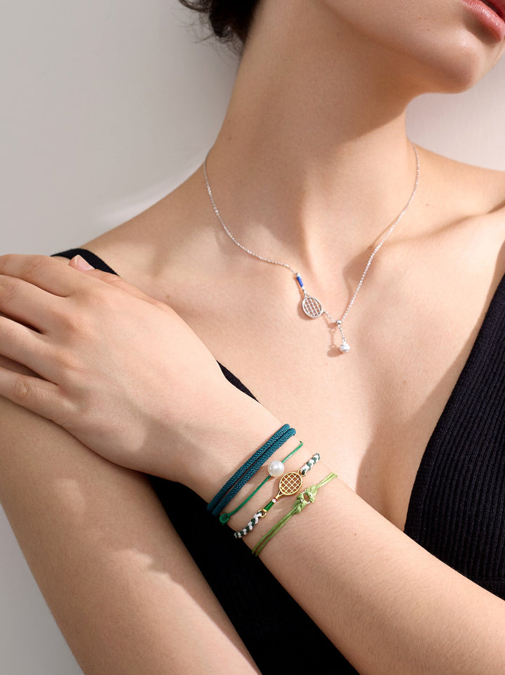 Bracciale in Cordino a Forma di Racchetta da Tennis