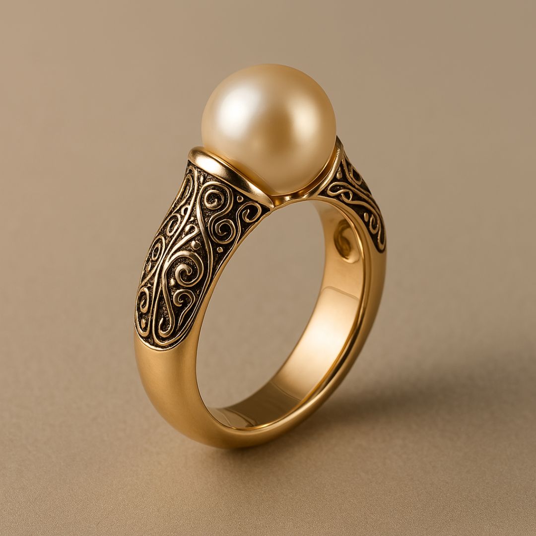 Anello Vintage Perla Dorato Senza Tempo