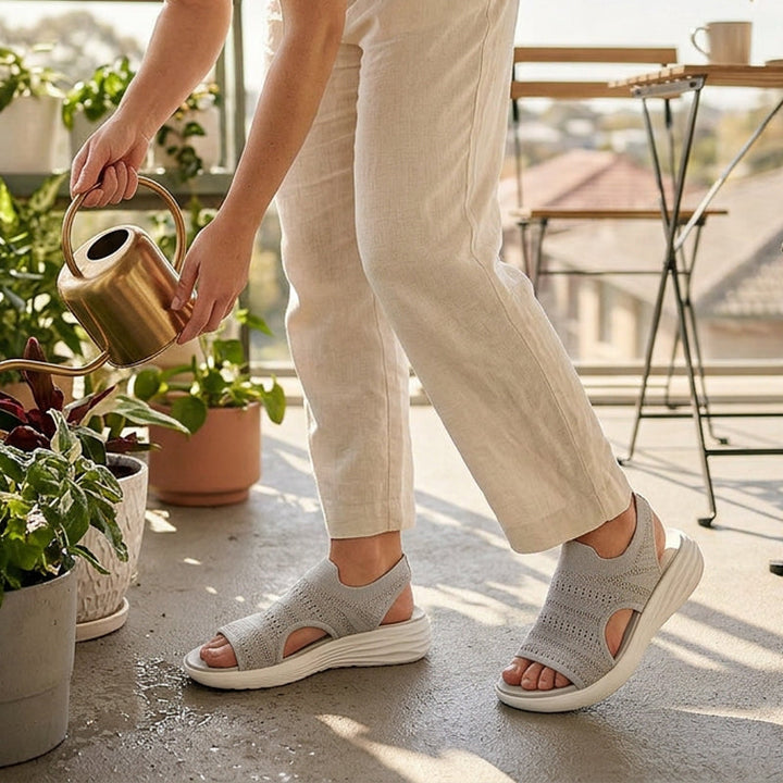 Zina | Sandali con platform, in tessuto traspirante per donna